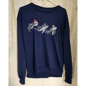 dark blue crewneck sweatshirt With Christmas Whales